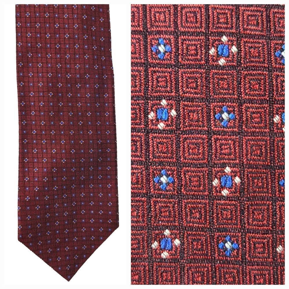 Nordstrom Men's Red Neat Geometric Silk Tie Formal London Ferrell Reed Neck Tie